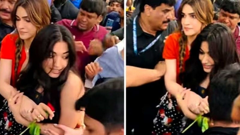 পুণেতে ‘ককটেল ২’-এর প্রচারণায় বিশৃঙ্খলা: উপচেপড়া ভিড়ে রাশমিকাকে আগলে রাখলেন কৃতি